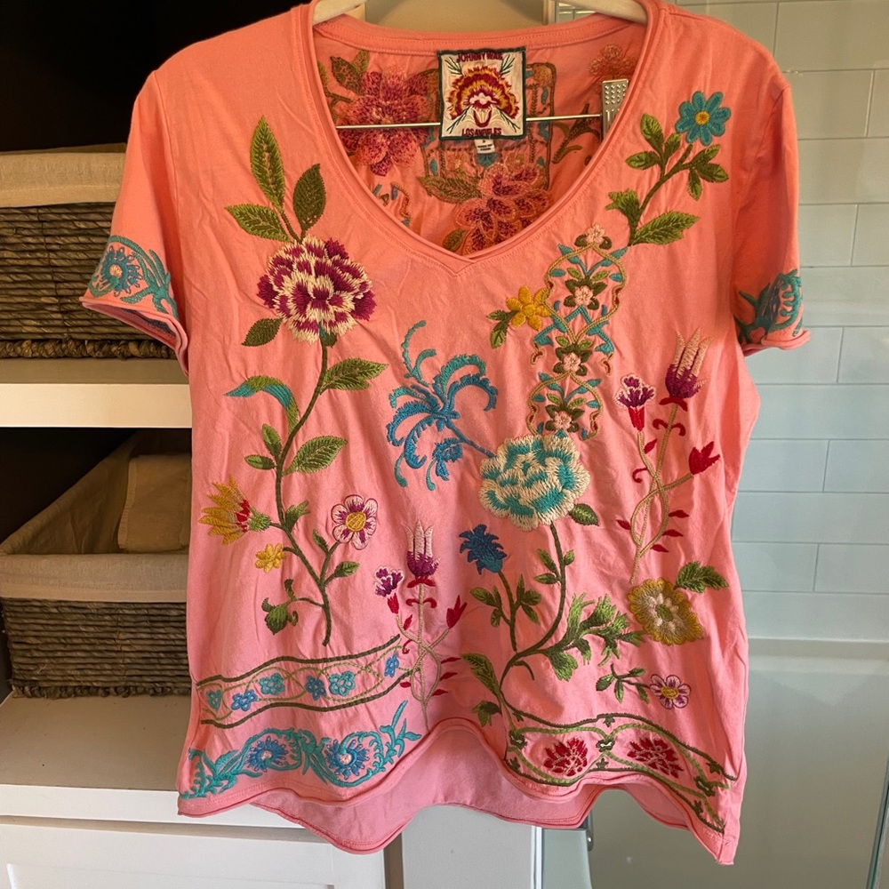 Floral Embroidered Pink Top